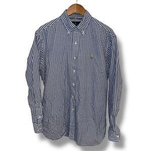 Polo Ralph Lauren Navy Gingham Classic Fit Flesh Pony Oxford Shirt L